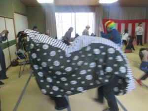 獅子舞も出た豆まき